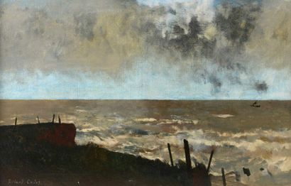 null Roland OUDOT (1897-1981) 

"La mer près de de Deauville, le soir" 

Huile sur...