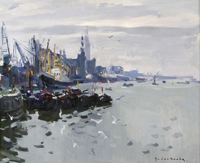 null Paul ANDERBOUHR (1909-2006) 

"La Schelde à Anvers" 

Huile sur toile, signée...