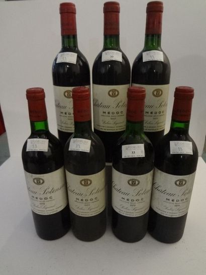 null Lot de sept bouteilles:

- 3 bouteilles, Château Potensac, 1979, CBE Médoc 

-...