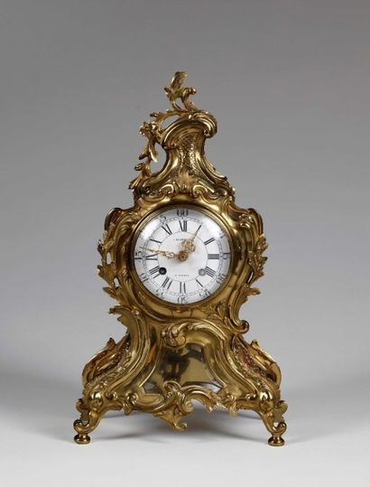 null PENDULE en bronze doré, cadran signé CHARDON Paris. Style Louis XV. 

H : 36,5...
