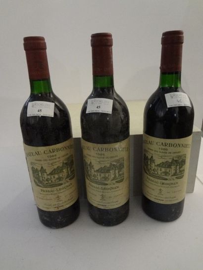 null 3 bouteilles, Château Carbonnieux, rouge, 1986, CC de Grave, Pessac-Leognan