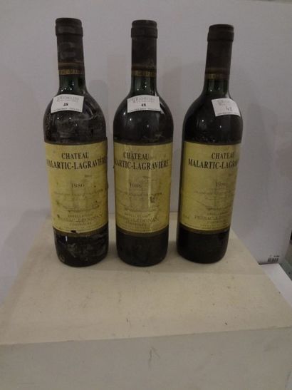 null 3 bouteilles, Château Malartic Lagravière, 1986, CC de Grave, pessac-Leognan...