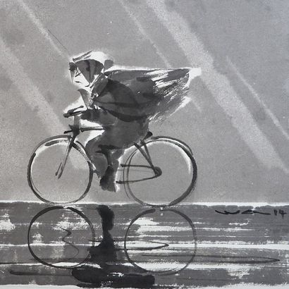 WONG WA (né en 1953) WONG WA (né en 1953)

Série Paris sous la pluie "Fille à bicyclette"

encre...
