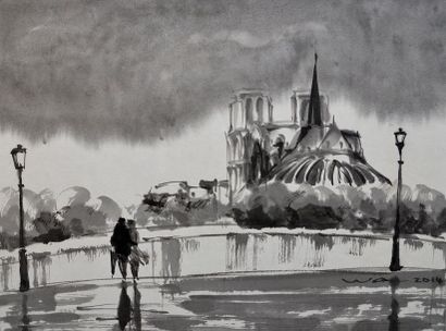 WONG WA (né en 1953) WONG WA (né en 1953)

Série Paysage de Paris "Notre Dame"

encre...