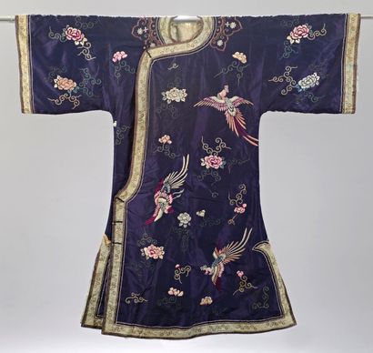 null Robe informelle de femme Han, Chine, dynastie Qing, vers 1900, taffetas bleu...