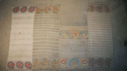 null Réunion de quatre serviettes rituelles, Turquie, vers 1900, lin brodé en soie...