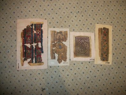 null Quatre fragments de tapisseries coptes, Egypte, Antinoe, VI-IXème siècle, fond...