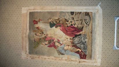 null Élément en tapisserie au point, XVIIIème siècle, décor de

fleurs et un coussin...