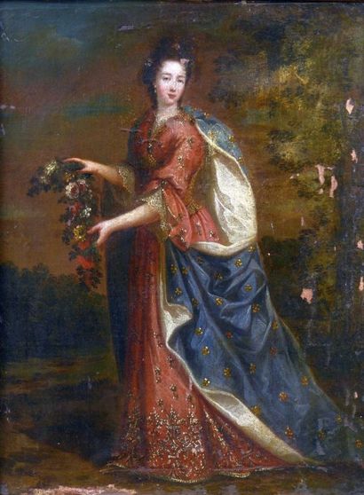 null Ecole de TROY François de (1645 – 1730) "Portrait d’une jeune duchesse en Flore,...