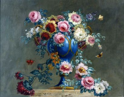 null Ecole Française fin XIXe siècle dans le gout du XVIIIe siècle, "Bouquet de fleurs...