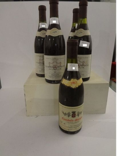 null Lot de cinq bouteilles:

- 1 bouteille, Chambolle-Musigny, 1987, Dom. Valpalo-Costaille

-...
