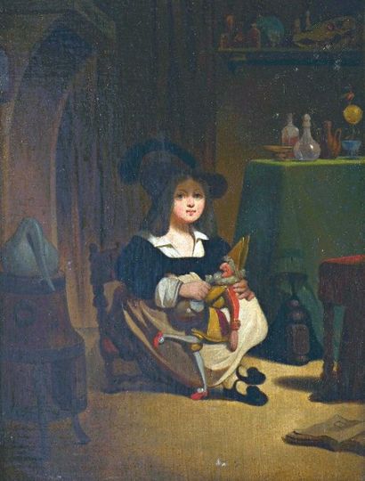 ROQUEPLAN Camille (1803-1855) "Petite fille à la marionnette"

Huile sur toile (rentoilée)

37...