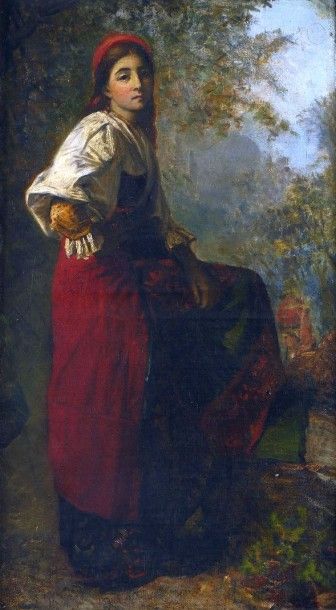 Attribué à OUDINOT Achille (1820-1891) "Jeune italienne"

Huile sur toile

81 x 44,7cm

Elève...