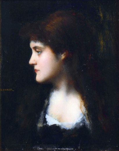 HENNER Jean-Jacques (1829-1905) "Portrait de jeune femme"

Huile sur panneau, signée...