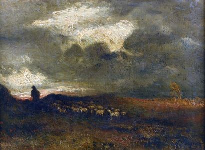 JACQUE Charles Emile (1813-1894) "Berger et son troupeau"

Huile sur toile

Signée...