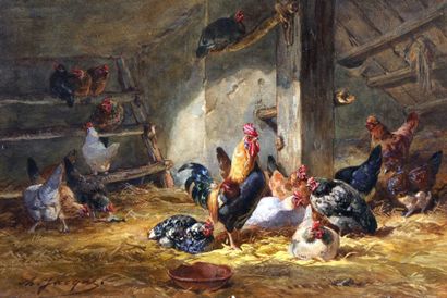 JACQUE Charles Emile (1813-1894) "Coq et poules"

Aquarelle, signée en bas à gauche...