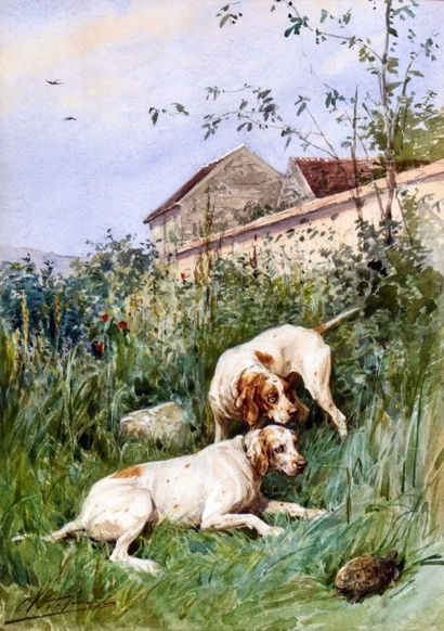DE PENNE Olivier (1831-1897) "Les chiens et la tortue"

Aquarelle, signée en bas...