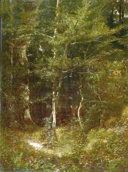BODMER Karl (1809-1893) "Chevreuil dans le sous bois fleuri"

Huile sur panneau,...