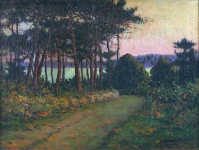 DANTU Georges Victor Laurent (1867-1935) "Les pins près de Concarneau" 

Huile sur...