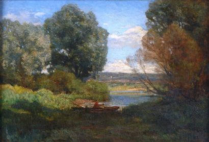 BERTHIER Paul (1822-1912) "Barque sur l'étang"

Huile sur toile, signée en bas à...
