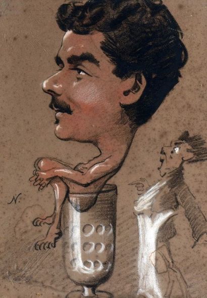 NADAR, pseudonyme de Gaspard-Félix Tournachon (1820-1910) "Guy de Maupasant fustigeant...