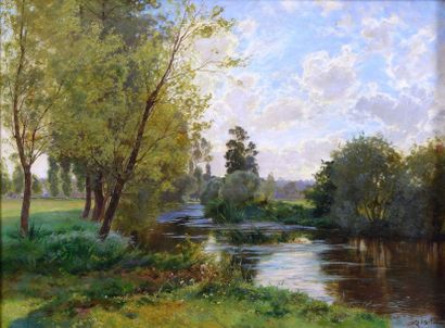 RIGOLOT Albert Gabriel (1862-1932) "L'étang, effet de lumière"

Huile sur toile,...