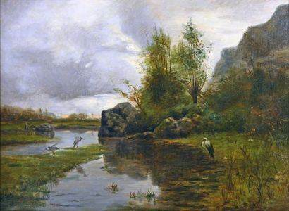 APPIAN Adolphe (1818-1898) "L'étang aux hérons"

Huile sur toile, signature aprocryphe...