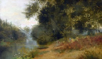 CHINTREUIL Antoine (1814-1873) "L'étang à Millemont"

Huile sur panneau d'acajou,...