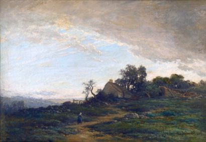 DESJARDINS Louis Léon (1823-1914) "Retour à la ferme" 

Huile sur toile, signée en...