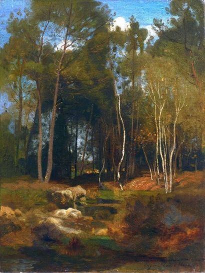 LAVIEILLE Eugène (1820-1889) "Ruisseau en forêt"

Huile sur toile

Signée en bas...