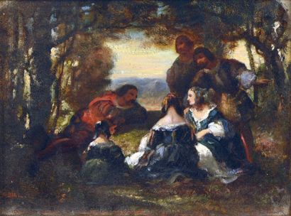 DIAZ de la PENA Narcisse (1807-1876) "Farniente en forêt"

Huile sur panneau parqueté,...