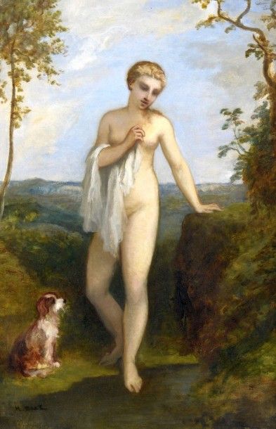 DIAZ de la PENA Narcisse (1807-1876) "La baigneuse"

Huile sur toile, signée en bas...