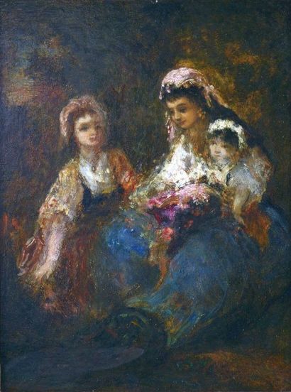 DIAZ de la PENA Narcisse (1807-1876) "Madame Diaz portant Marie"

Huile sur panneau...