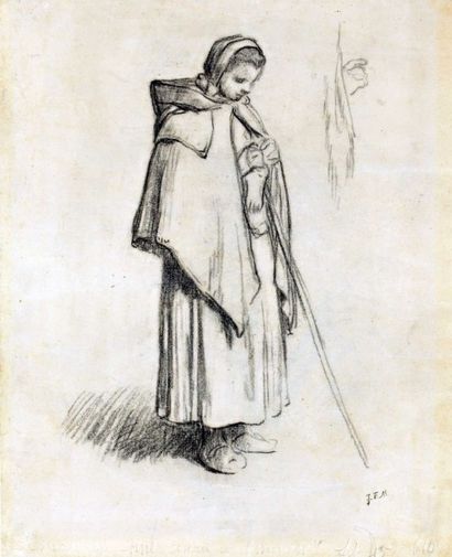 MILLET Jean François (1814-1875) "La bergère"

Crayon gras, cachet des initiales...