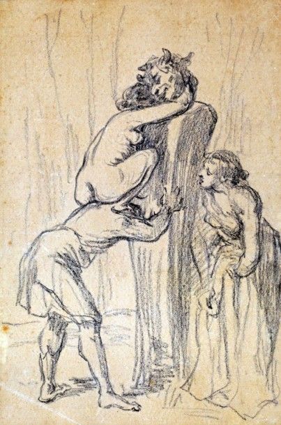 MILLET Jean François (1814-1875) «La caresse au dieu Pan» 

Crayon noir

27,6 x 18,6...
