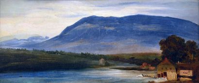 ROUSSEAU Théodore (1812-1867) "Le Salève et le Rhône à la sortie du lac de Genève"

Huile...
