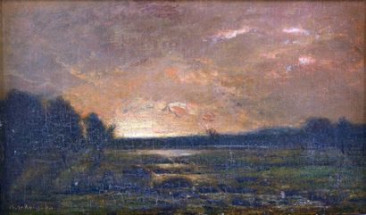 LEROUX Charles (1814-1895) "Paysage au soleil couchant"

Huile sur panneau, signée...