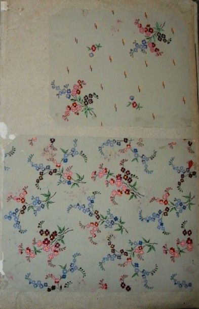 null Album d’empreintes, fin XIXème siècle, fleurs, cachemire, coraux, indienne....