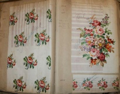 null Album d’empreintes, B L, BRUNET LECOMTE, fin XIXème siècle, pour la robe, fleurs,...