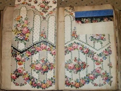 null Album d’empreintes, B L, BRUNET LECOMTE, fin XIXème siècle, pour la robe, fleurs,...