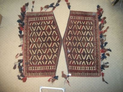 null Paire de tapis trapézoïdaux Asmalyk Yomut, Turkméstan, pour habiller le chameau...