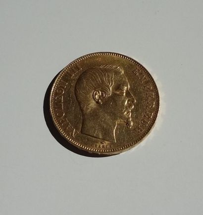 null Pièce de 50 FF or, 1858, Poids : 16,10 g (frottée et usée).
