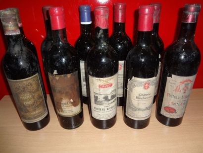 null Lot de 10 bouteilles de vin: Château Plantey de la croix 1967 (x2); Château...