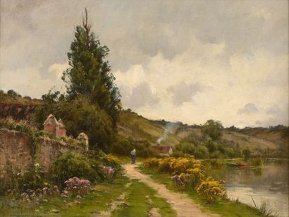 SAUZAY Adrien (1841-1928) SAUZAY Adrien (1841-1928)

"Le chemin fleuri, bord d'étang"

Huile...