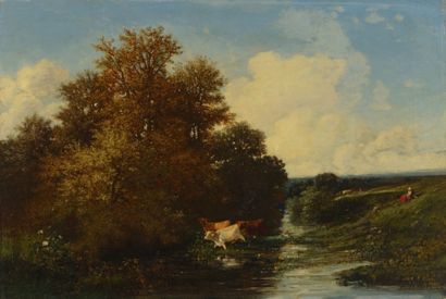 NOEL Jules (1810-1881) NOEL Jules (1810-1881)

«Troupeau passant la rivière dans...