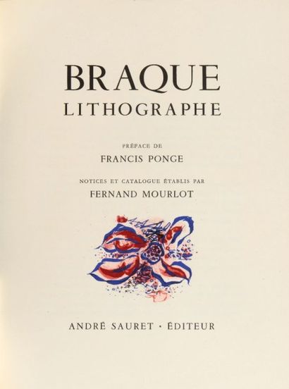 null [BRAQUE]. MOURLOT (Fernand). Braque lithographe. Préface par Francis PONGE....