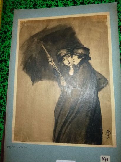 null VAN HOUTEN ( Ecole début XXe siècle) 

"Deux amies au parapluie"

Lavis sur...