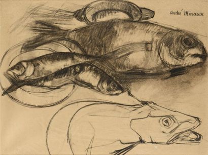 null André MINAUX (1923-1986)

"Les Poissons"

Crayon, signé en haut à droite

51...
