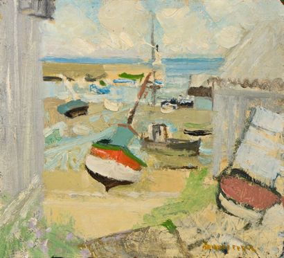 null Jacques PETIT (1925)

"Les Barques"

Huile sur isorel, signée en bas à droite

20,5...
