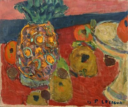 null Pierre LESIEUR (1922-2011)

"Nature morte à l'ananas et aux fruits"

Huile sur...
